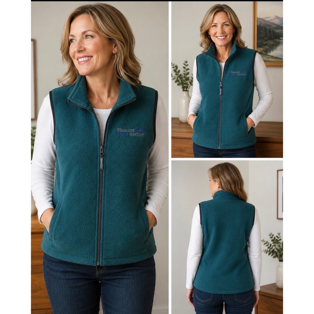 Kellysport Fleece Vest Women Small Teal Green Full Zip Pleasant Harbor Canada